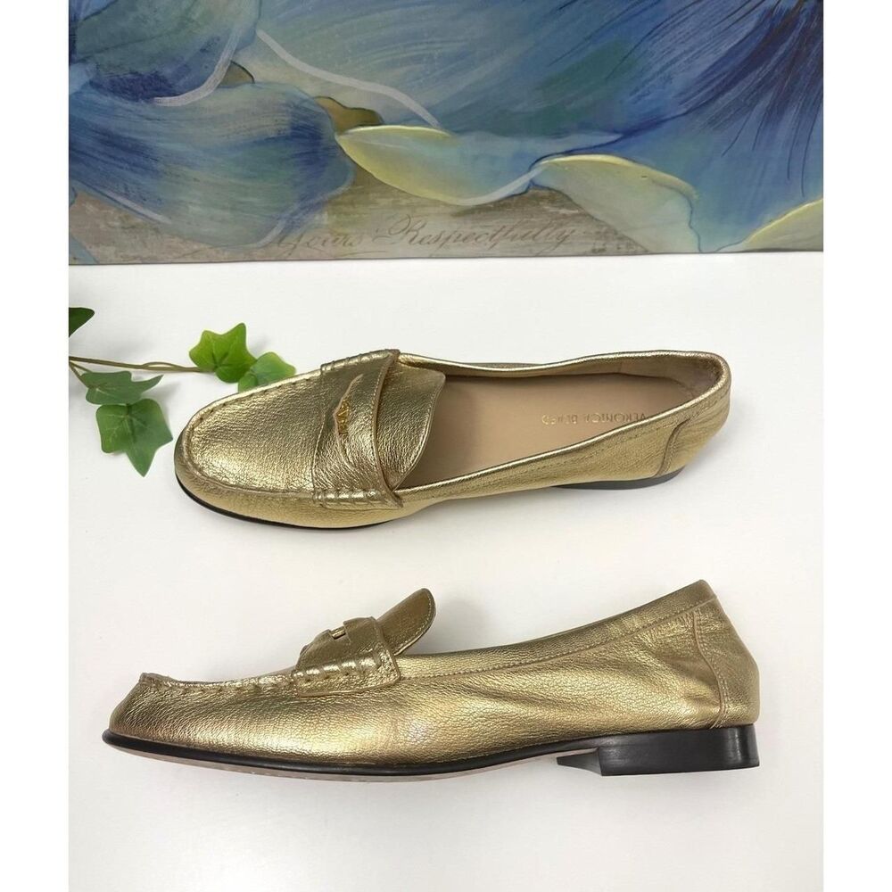 Veronica Beard Penny Loafer in Gold Size 8 - Picture 6 of 10